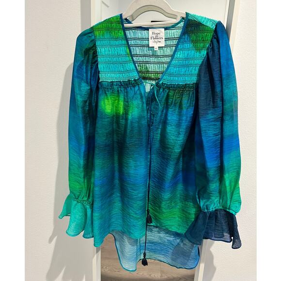 Hope for Flowers Smocked Yoke Peasant Blouse size XS - Picture 1 of 4